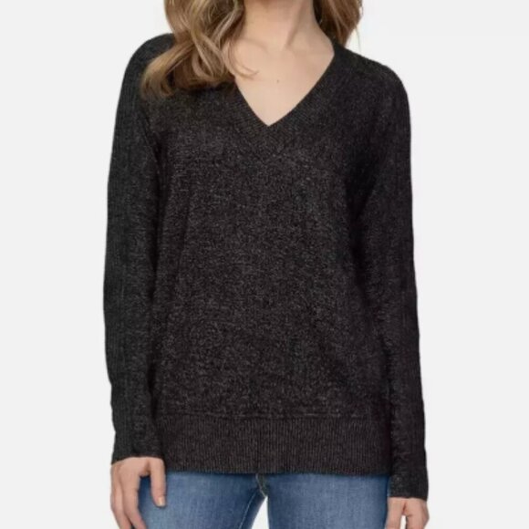 NEW Buffalo David Bitton Womens XL V-Neck Heather Black Sweater Polyester - Picture 1 of 8